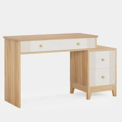 Sale Tribesigns Modern Makeup Vanity Dressing Table with 4 Large Drawers(Without Mirror & Stool)