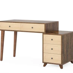 Shop Tribesigns Modern Makeup Vanity Table, Dressing Table Set with 5 Drawers (Without Mirror & Stool)