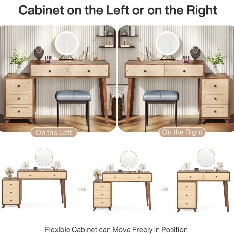 Shop Tribesigns Modern Makeup Vanity Table, Dressing Table Set with 5 Drawers (Without Mirror & Stool)