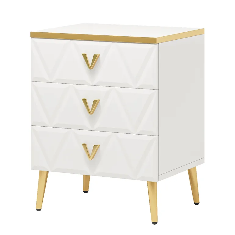 Discount Tribesigns Modern Nightstand, Wooden Bedside Table with 3 Drawers(2PCS)