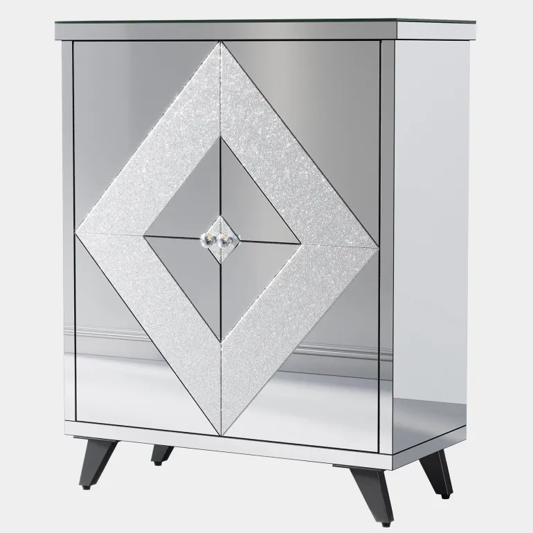 New Tribesigns Modern Shoe Cabinet Entryway Shoe Organizer with Mirrored Doors