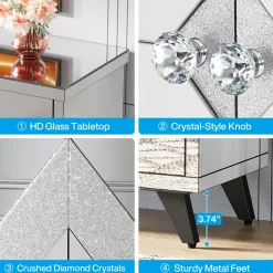 New Tribesigns Modern Shoe Cabinet Entryway Shoe Organizer with Mirrored Doors