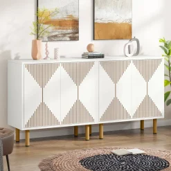 Fashion Tribesigns Modern Sideboard Buffet, 58" Wood Storage Cabinet with Doors