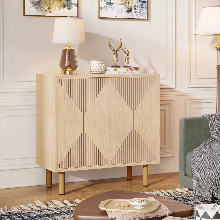 Fashion Tribesigns Modern Sideboard Buffet, 58" Wood Storage Cabinet with Doors