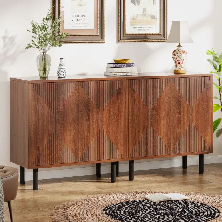 Fashion Tribesigns Modern Sideboard Buffet, 58" Wood Storage Cabinet with Doors
