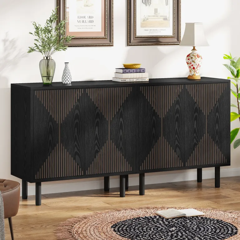 Fashion Tribesigns Modern Sideboard Buffet, 58" Wood Storage Cabinet with Doors