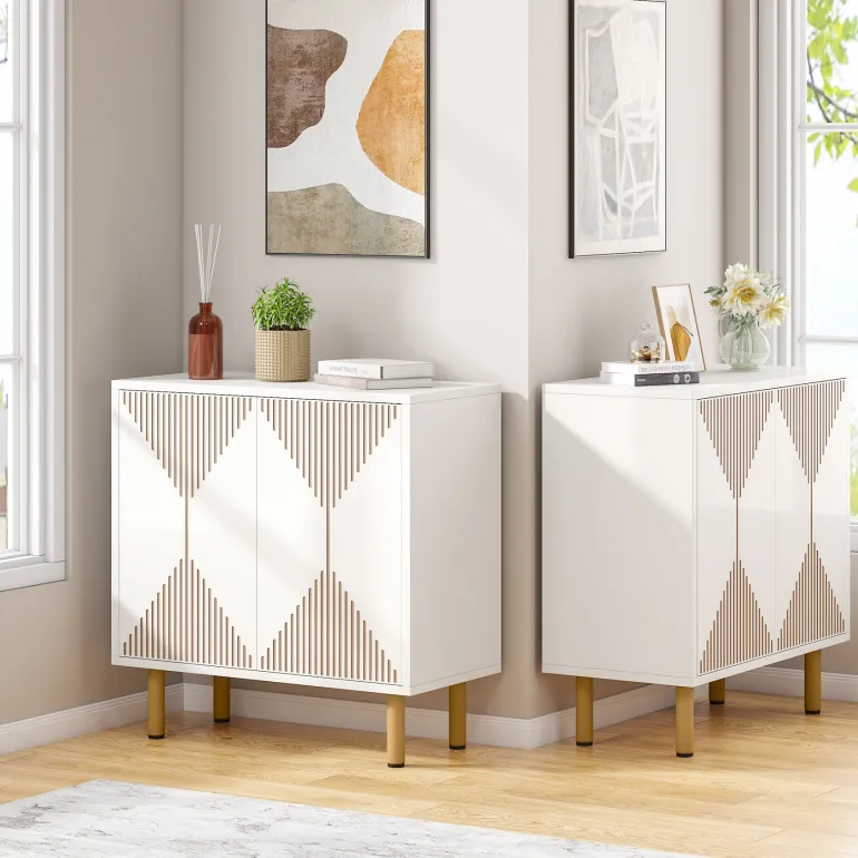 Fashion Tribesigns Modern Sideboard Buffet, 58" Wood Storage Cabinet with Doors