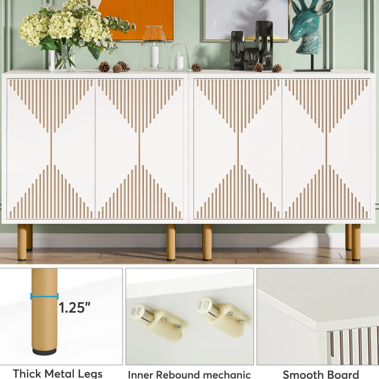 Fashion Tribesigns Modern Sideboard Buffet, 58" Wood Storage Cabinet with Doors
