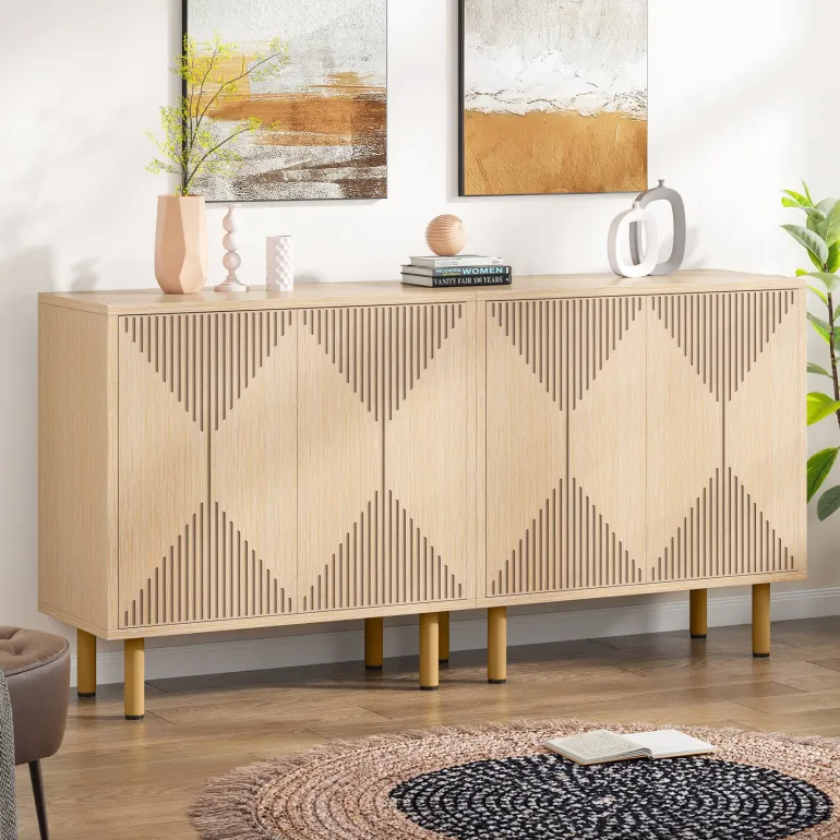 Fashion Tribesigns Modern Sideboard Buffet, 58" Wood Storage Cabinet with Doors