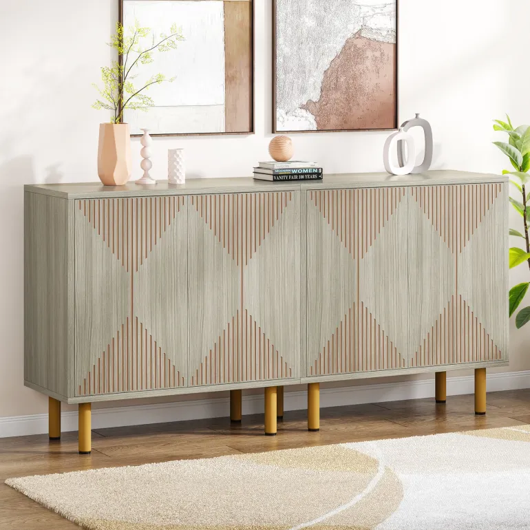 Fashion Tribesigns Modern Sideboard Buffet, 58" Wood Storage Cabinet with Doors