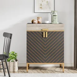 Hot Tribesigns Modern Sideboard Buffet Kitchen Cabinet with Drawer & Removable Shelves