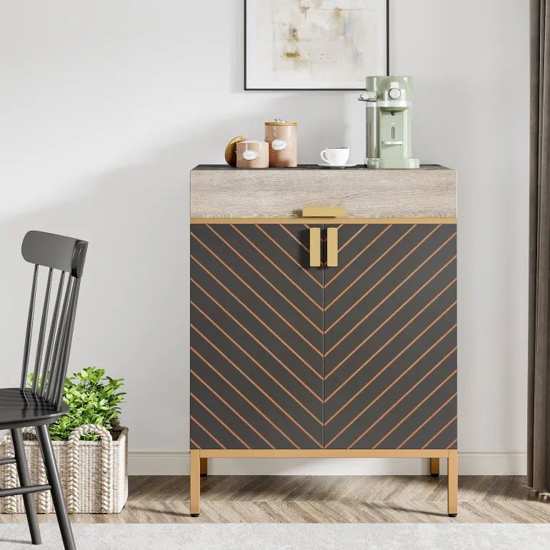 Hot Tribesigns Modern Sideboard Buffet Kitchen Cabinet with Drawer & Removable Shelves