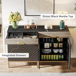 Hot Tribesigns Modern Sideboard Buffet Kitchen Cabinet with Drawer & Removable Shelves