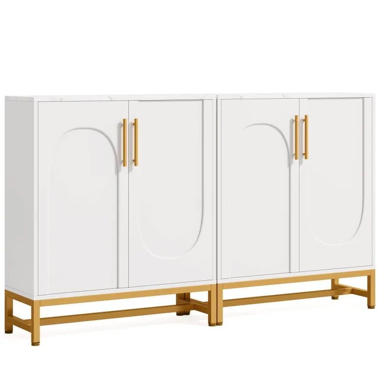 Clearance Tribesigns Modern Sideboard Buffet Storage Cabinet with Faux Marble Top