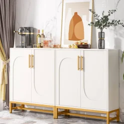 Clearance Tribesigns Modern Sideboard Buffet Storage Cabinet with Faux Marble Top
