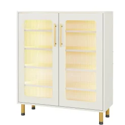 Sale Tribesigns Modern Sideboard Buffet Storage Cabinet with LED Light & Acrylic Doors