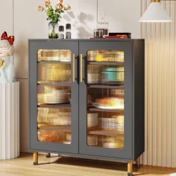 Sale Tribesigns Modern Sideboard Buffet Storage Cabinet with LED Light & Acrylic Doors