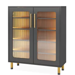 Sale Tribesigns Modern Sideboard Buffet Storage Cabinet with LED Light & Acrylic Doors