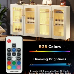 Sale Tribesigns Modern Sideboard Buffet Storage Cabinet with LED Light & Acrylic Doors