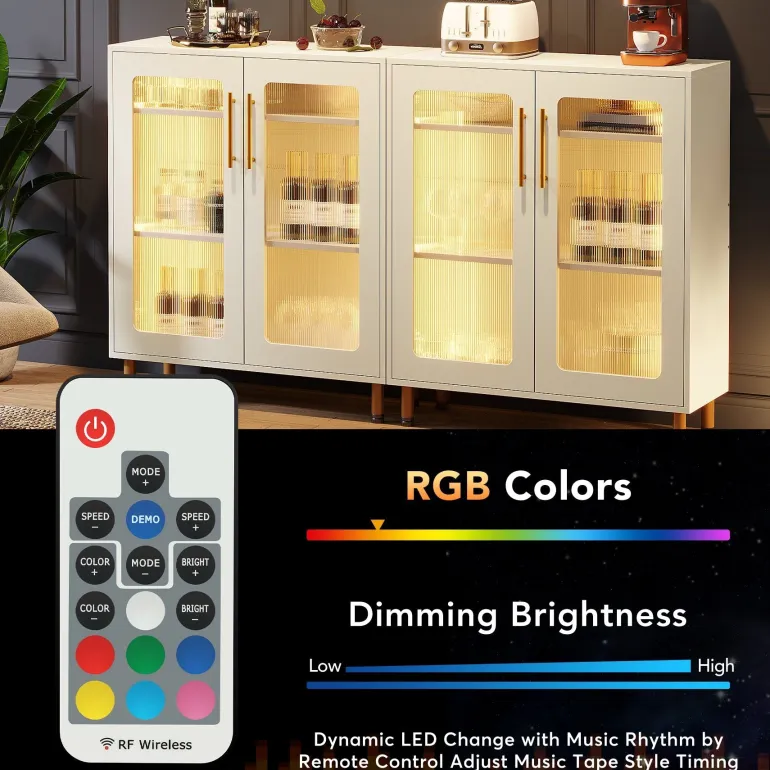 Sale Tribesigns Modern Sideboard Buffet Storage Cabinet with LED Light & Acrylic Doors