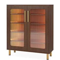 Sale Tribesigns Modern Sideboard Buffet Storage Cabinet with LED Light & Acrylic Doors
