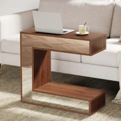 Best Tribesigns Narrow End Table, Mirrored Sofa Side Table With Storage Shelf