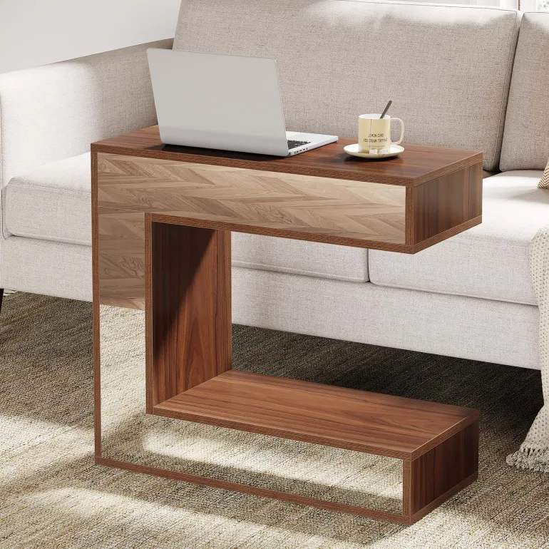 Best Tribesigns Narrow End Table, Mirrored Sofa Side Table With Storage Shelf