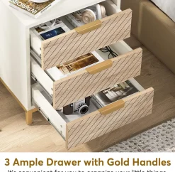 Hot Tribesigns Nightstand, 3 Drawers Bedside End Table for Bedroom