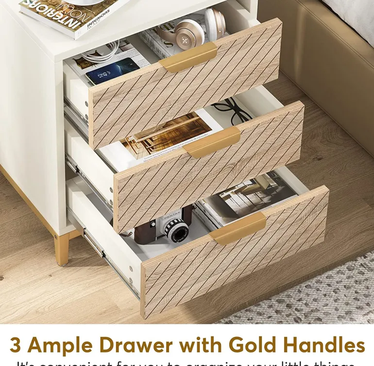 Hot Tribesigns Nightstand, 3 Drawers Bedside End Table for Bedroom