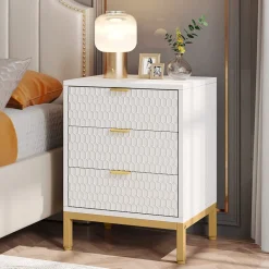 Hot Tribesigns Nightstand, 25.8" Tall Bedside Table with 3 Drawers
