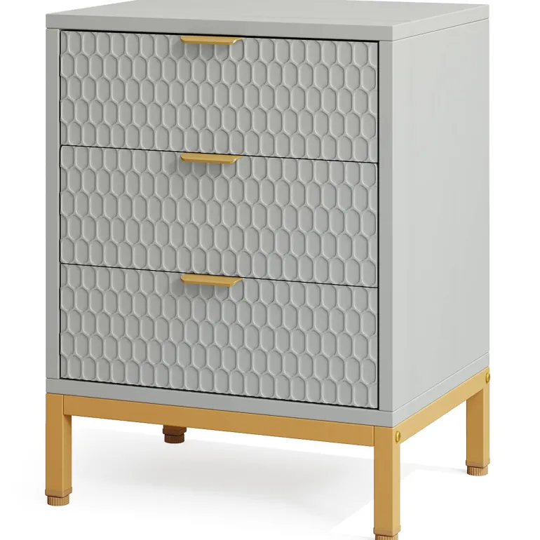 Hot Tribesigns Nightstand, 25.8" Tall Bedside Table with 3 Drawers