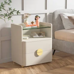 Best Tribesigns Nightstand, 2-Drawer Modern Bedside Table with Open Storage