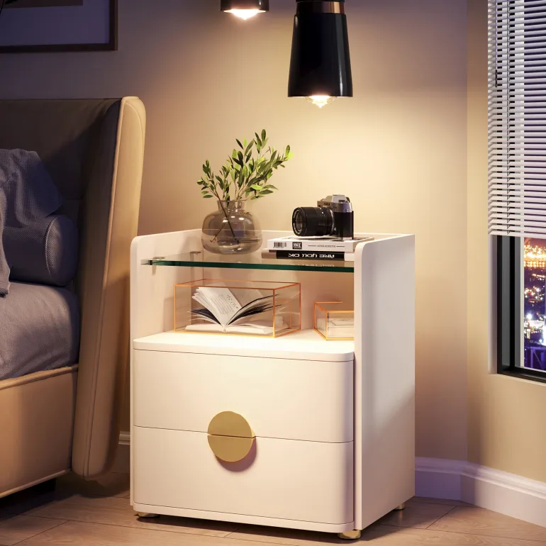 Best Tribesigns Nightstand, 2-Drawer Modern Bedside Table with Open Storage