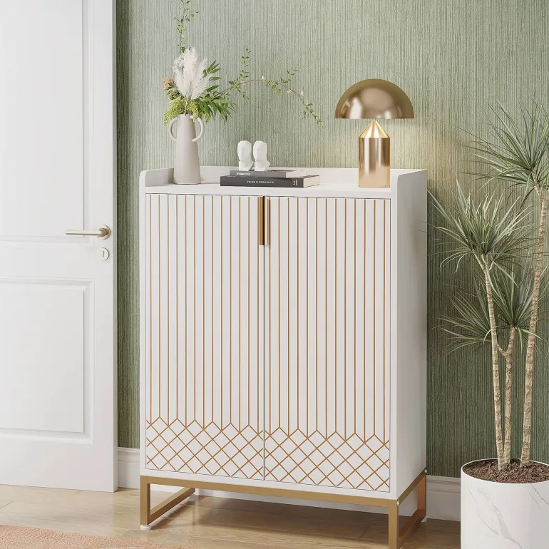 Outlet Tribesigns 25-Pair Shoe Cabinet with Doors, 5-Tier Modern Shoe Rack Organizer