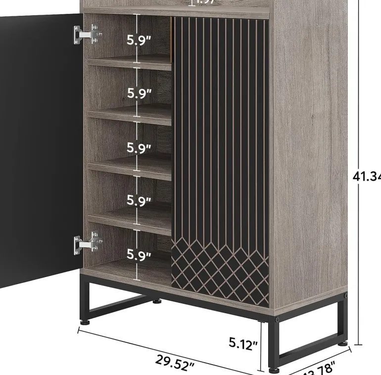 Outlet Tribesigns 25-Pair Shoe Cabinet with Doors, 5-Tier Modern Shoe Rack Organizer