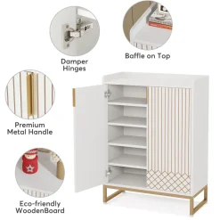 Outlet Tribesigns 25-Pair Shoe Cabinet with Doors, 5-Tier Modern Shoe Rack Organizer