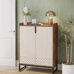Outlet Tribesigns 25-Pair Shoe Cabinet with Doors, 5-Tier Modern Shoe Rack Organizer
