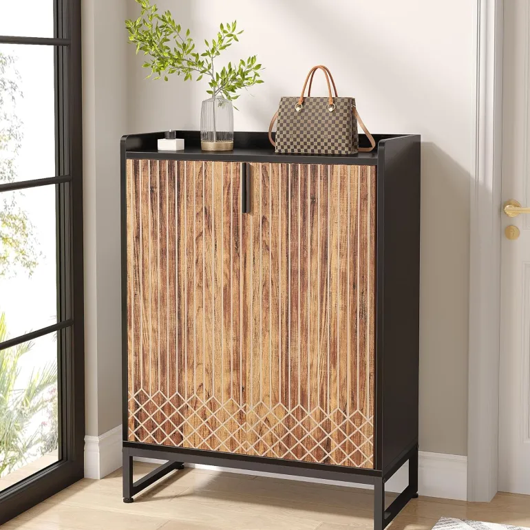 Outlet Tribesigns 25-Pair Shoe Cabinet with Doors, 5-Tier Modern Shoe Rack Organizer