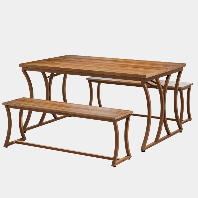 Best Tribesigns 4-Piece 51-Inch Dining Table Set with 2 Benches & Table Runner