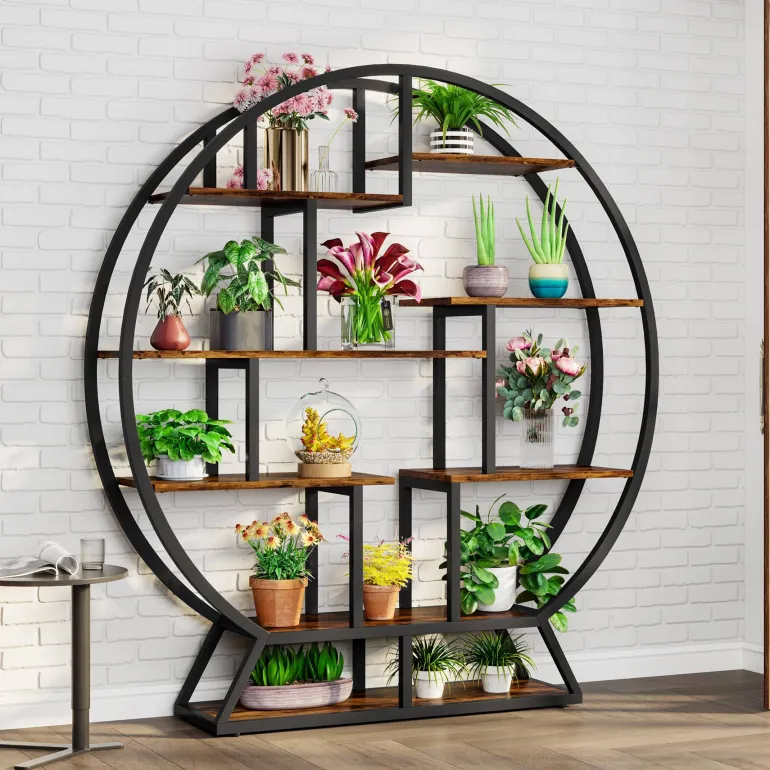 Best Tribesigns Plant Stand, 63" Round Flower Pot Plant Rack with 8 Shelves