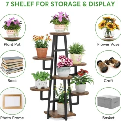Online Tribesigns Plant Stand, 7 Tier Plant Pots Holder Rack Flower Stand Shelf