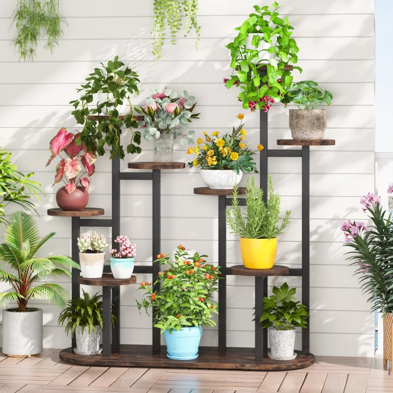 Cheap Tribesigns Plant Stand, Multi-Tiered 11 Potted Plant Shelf Flower Stands