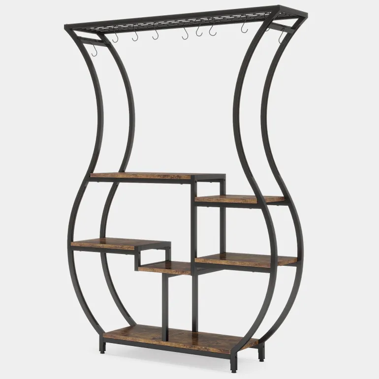 Cheap Tribesigns Plant Stand, Vase Shape 6-Tier Plant Display Rack with 10 Hanging Hooks