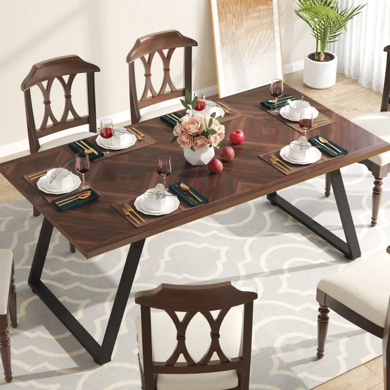 Best Tribesigns Rectangle Dining Table, 63" Farmhouse Kitchen Dinner Table for 6