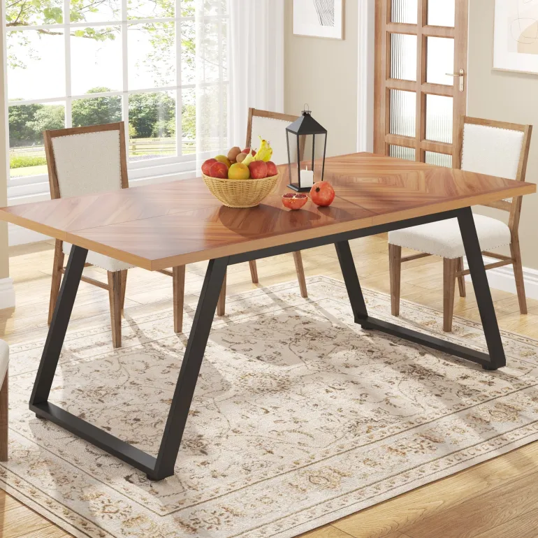Best Tribesigns Rectangle Dining Table, 63" Farmhouse Kitchen Dinner Table for 6