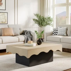 Hot Tribesigns Rectangular Coffee Table, Farmhouse Center Table Cocktail Table