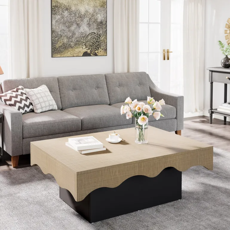 Hot Tribesigns Rectangular Coffee Table, Farmhouse Center Table Cocktail Table