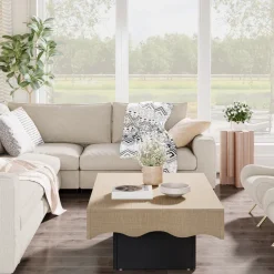 Hot Tribesigns Rectangular Coffee Table, Farmhouse Center Table Cocktail Table