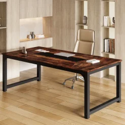 Shop Tribesigns Rectangular Conference Table, 6FT Meeting Seminar Table Computer Desk