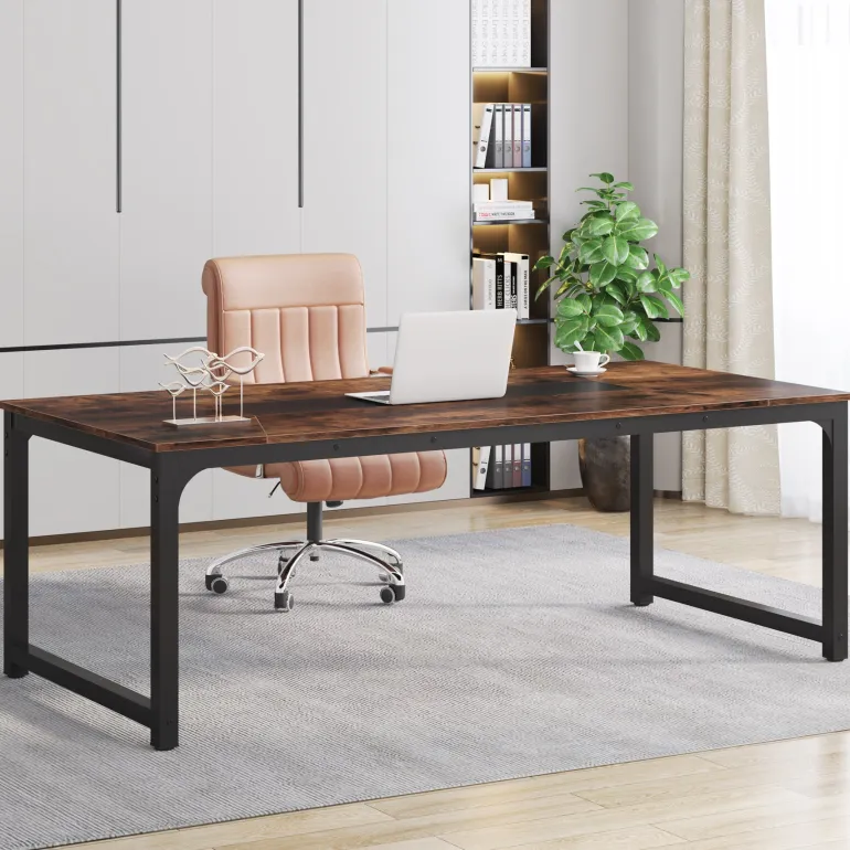 Shop Tribesigns Rectangular Conference Table, 6FT Meeting Seminar Table Computer Desk